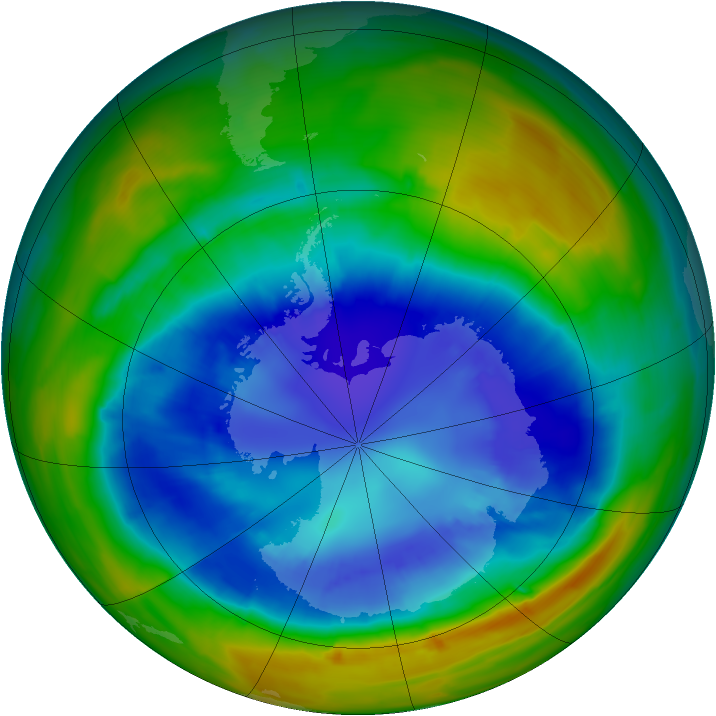Antarctic ozone map for 02 September 2014